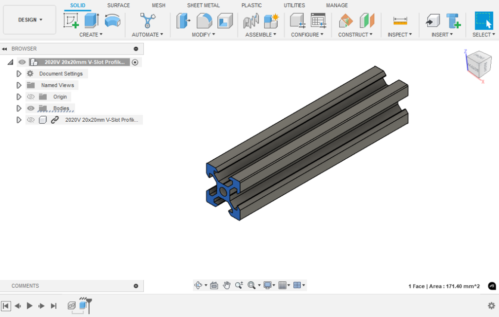 Aluminum profile section data